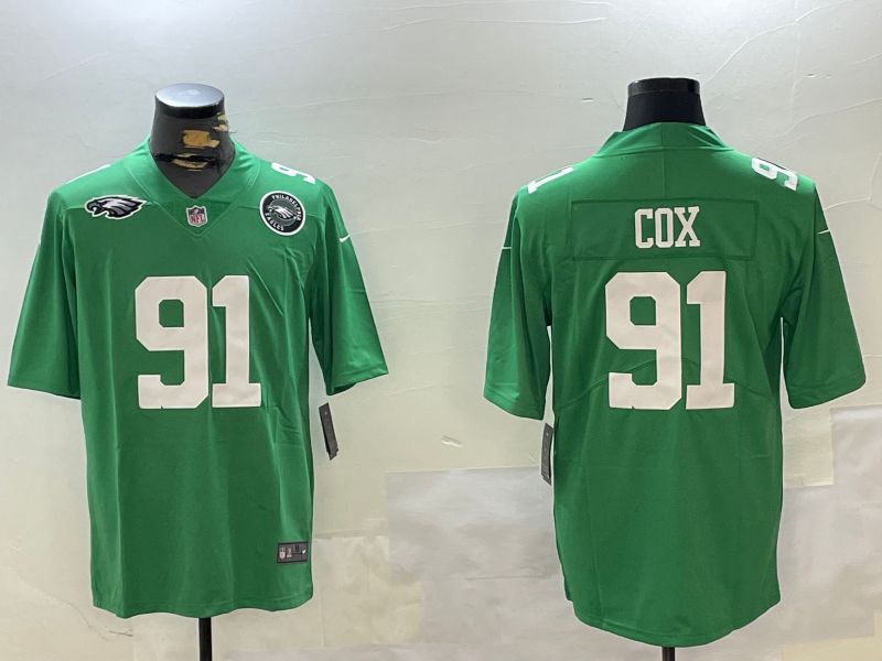 Men Philadelphia Eagles #91 Cox Green Second generation 2024 Nike Limited NFL Jersey style 4